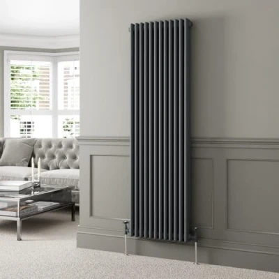 Image of DuraTherm® 1800 x 560mm Anthracite Grey Traditional Vertical Designer Radiator Triple Column Colosseum Cast Iron Style Central Heating Panel Radiators Rad