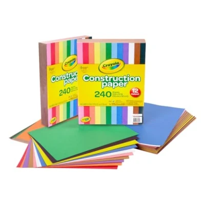Image of Crayola Construction Paper, 480 Unidades, 12 Colores Surtidos, para Dibujos, Collage, Art&amp;Craft