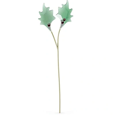Image of Swarovski Holly Single Flower, Red and Green Crystals with Gold Tone Plating, from the Garden Tales Collection
