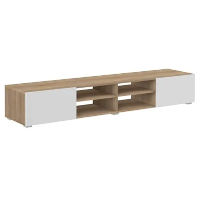 Image of Temahome Podium tv Stand 185 with 2 Doors, Oak &amp; White