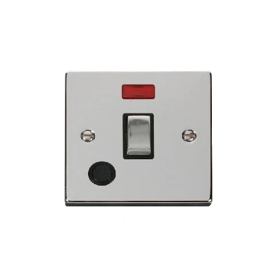 Image of Click deco polished chrome 20A DP switch with neon &amp; flex outlet black insert VPCH523BK