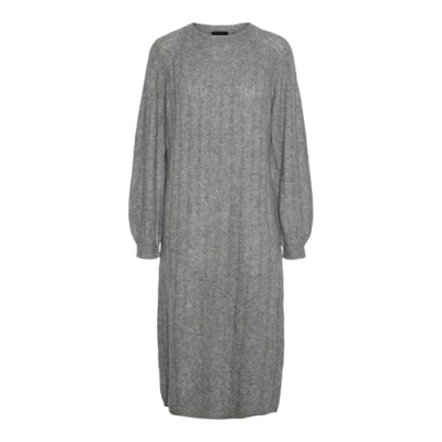 Image of PIECES Women&#039;s Pcmaggy Ls Knit Dress Noos Bc, Medium Grey Melange, XL