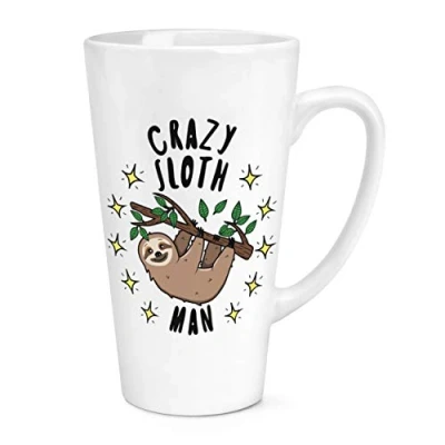 Image of Crazy Sloth Man Stars 17oz Large Latte Mug Cup