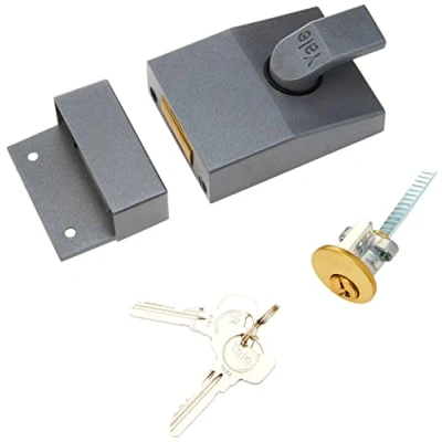 Image of Yale B 82 DMG PB 60 Standard Nightlatch, Security, Dark Metallic Finish/Polished Brass Cylinder, mm Backset
