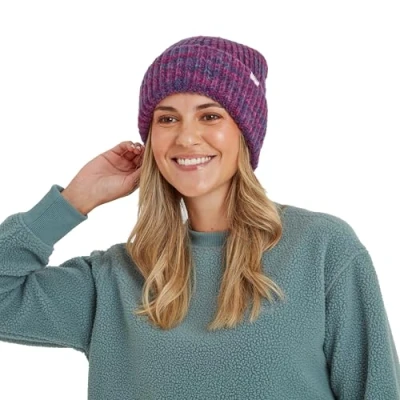 Image of TOG24 Unisex Gerone Knitted Beanie Hat with Multi Coloured Pattern Rib Turn Up for Extra Warmth Winter Essential