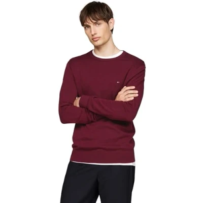 Image of Tommy Hilfiger Essential CREW NECK Jumper, Men&#039;s, Size: XL, Deep rouge