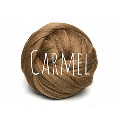 Image of Chunky Wool for arm Knitting Blanket Weaving Felting Jumbo Yarn Giant Soft 50g (0.11lb) (Carmel)