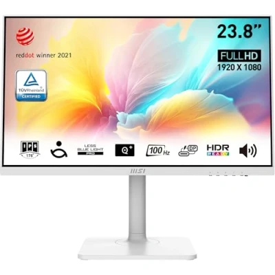 Image of MSI Modern MD2412PW 23.8 Inch FHD Office Monitor 1920 x 1080 IPS Panel, 100 Hz, Eye Friendly Screen, HDR Ready, Built in Speakers, 4 Way Adjustable Stand HDMI 1.4b, USB Type C