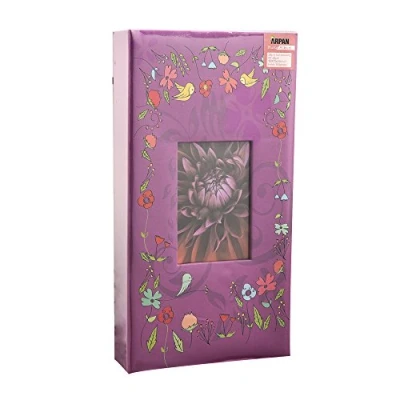 Image of Arpan 6x4 Designer Photo Album with 300 Pockets (Purple Birds)