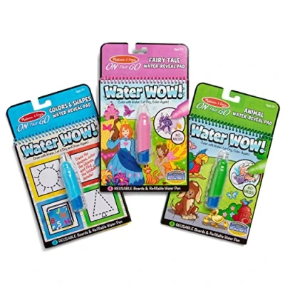 Image of Melissa &amp; Doug On the Go Water Wow! Reusable Reveal Activity Pads, 3 pk, Colors and Shapes, Fairy Tales, Animals