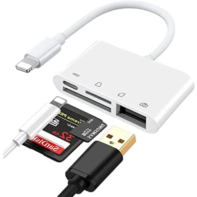 Image of Tec Digi SD Card Reader Adapter, Compatible With Lightning, 4 in 1 USB Camera Connection Kit,SD/TF Adapter,USB 2.0 Female OTG Adapter for Phone 13/12 11 X Xs 8 7 etc &amp; Pad
