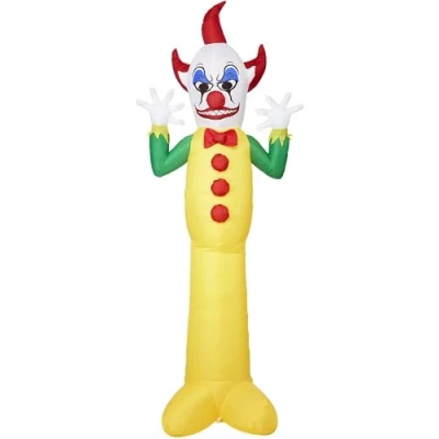 Image of Smiffys Giant Outdoor Inflatable Clown, 10ft with Fan, Pegs &amp; Transformer, UK Plug, Halloween Fancy Dress Accessory, Clown Up Party Goods