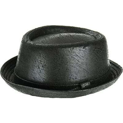 Image of multiple Greatest Variety of Fashionable Pork Pie/Trilby Hats (Black Worn Leather Porkpie, 57cm)