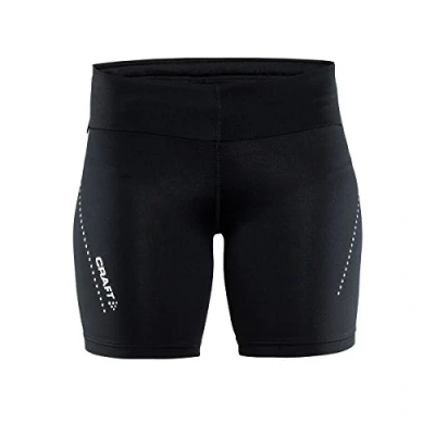 Image of Craft Sportswear Women&#039;s Essential Running and Training Fitness Workout Wide Waistband with Zippered Pocket Short Tights, Black, X Small