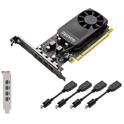 Image of Nvidia Quadro P620 2GB Graphics Card (512 CUDA Cores, GDDR5, 128 Bit, PCI Express x16 3.0) With x4 mDP to DP Cables, High &amp; Low Profile Brackets (Renewed)