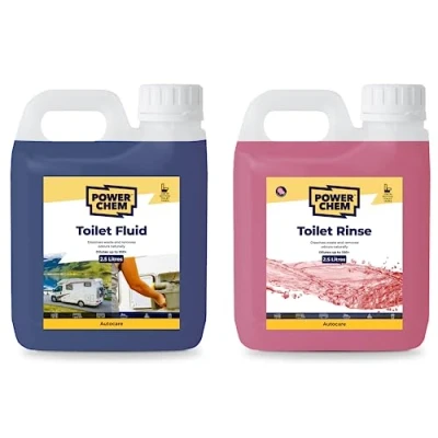 Image of Approx 100 Doses Blue Chemical Toilet Fluid Cleaner 2.5L + Pink Bowl Rinse For use in Caravans Motorhomes Portable Cassette Toilets TWIN PACK