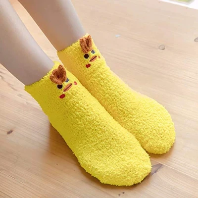Image of asdas Slipper Socks For Women With Grippers Non Slip,Fuzzy Little Yellow Chicken Slip Indoor Animal Grip Warm Fleece Skid Sof