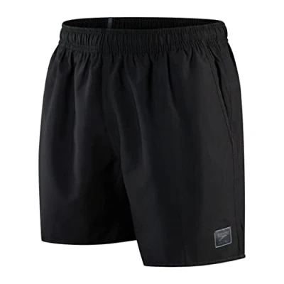 Image of Speedo Men&#039;s 16&quot; Watershort Swimming Trunks Quick Dry Comfortable Fit Classic Style Drawstring Waist, Black, L
