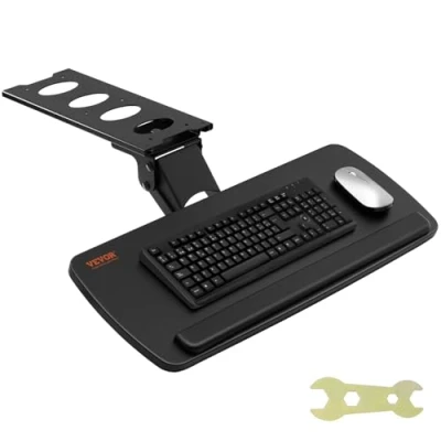 Image of VEVOR Keyboard Tray under Desk Adjustable Height, Height and Angle Slide out, Large 25x9.8 inch Holder for Typing in Home, Office Work