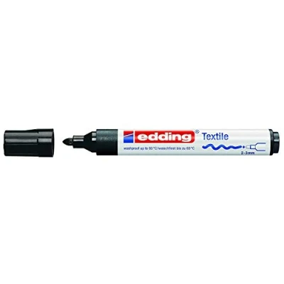 Image of Edding 4500 2 x TEXTILE T SHIRT FABRIC PEN BLACK MARKER 3mm Line