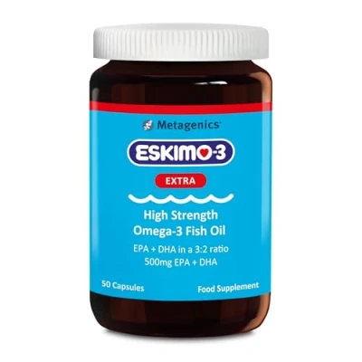 Image of Eskimo 3 Extra High Strength Omega Fish Oil by Metagenics 500mg Essential Fatty Acids EPA &amp; DHA 50 Capsules