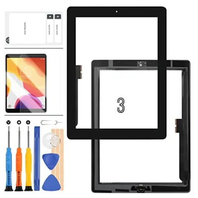 Image of SRJTEK for iPad 3 Screen Replacement Touch 3rd Gen A1416 A1403 A1430 Digitizer Sensor Glass Panel Assembly Repair Parts Kits,Include Home Button (Black)