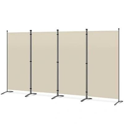 Image of Angel Living Paravent 4 Panels Foldable Room Divider Freestanding Screening Wall Partition for Offices, Balcony, Bedroom, Outdoor Garden 324 x 169 cm Grey