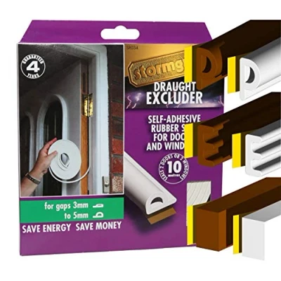 Image of E Profile White EPDM Rubber Draught Seal and Foam Excluder Window or Door Draft 10m Length