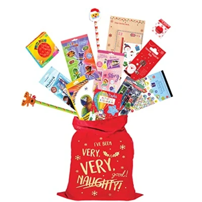 Image of Pre Filled Christmas Sack Stockings Stocking With 18 Mystery Gifts