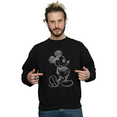 Image of Disney Men&#039;s Mickey Mouse Sketch Kick Sweatshirt Black Large