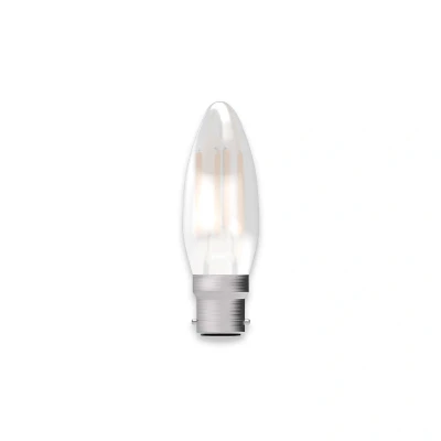 Image of Dimmable Satin LED Filament Candle B22 2700K 3.3W Bell Lighting