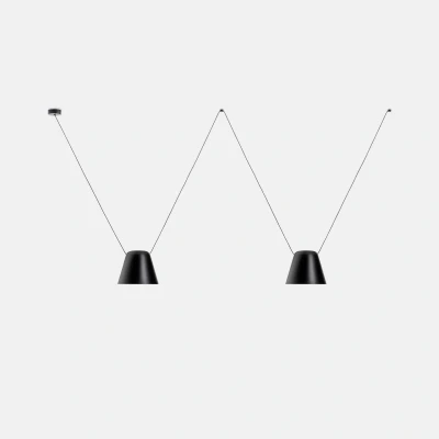 Image of Attic Decorative Hanging Ceiling Pendant Matt Black 2x E27 / 75cm x 200cm