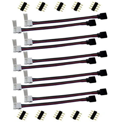 Image of LitaElek 10pcs RGB LED Strip Connector 4 Pin Tape Jumper Ribbon Adapter Cable to Connect 5050 or Controller 17cm/6.7in Long