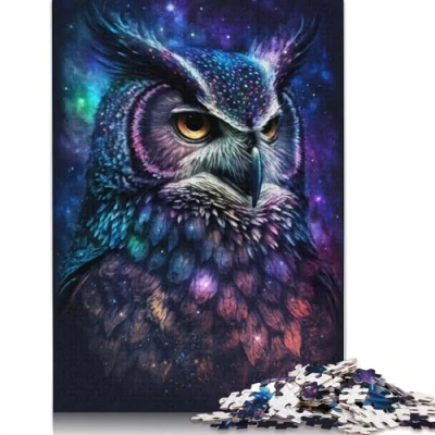Image of Jigsaw Puzzles for Adults 1000 Piece Art Owl Galaxy Puzzle Cardboard Challenging Game (Size 38x26cm)