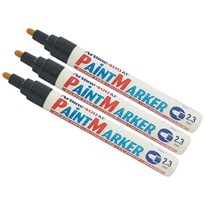 Image of artline 2.3mm 400XF BLACK Indelible Paint Marker Pen UV Resistant Waterproof Ink (3 x Markers)
