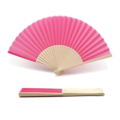 Image of OLILLY 50 Quality Fans in Bright Pink Fabric and Bamboo (Hot Pink, Fans)