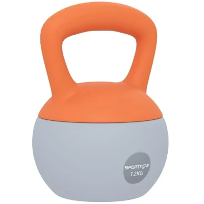Image of SPORTNOW Soft Kettlebell, 12kg Kettle Bell with Non Slip Handle for Home Gym Weight Lifting and Strength Training, Orange Grey