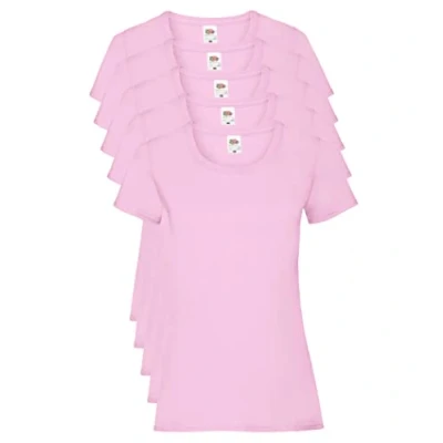 Image of Fruit of the Loom Women Valueweight 5 T Shirt, Pink (Light 52), 18 (Manufacturer Size:2XL/18) pack