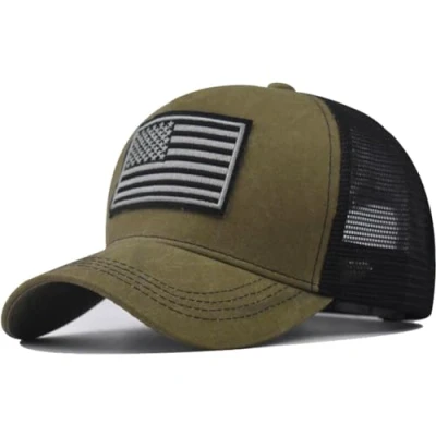 Image of Mesh Baseball Cap, Usa Flag Caps Breathable Snapback Hats Outdoor Sport Unisex Adjustable Trucker