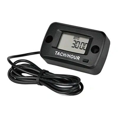 Image of Yooreal Digital Self Powered Tach Hour Meter,Maintenance Hours,Waterproof for Riding Lawn Tractor Generator Compressor Outboards Motor Jet Ski Chainsaw Dirt Bike Scooter