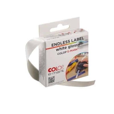 Image of COLOP white glossy endless labels 155361 14mm x 8 metres Splash and scratch resistant