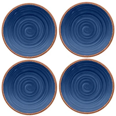 Image of Rustic Swirl Indigo Melamine Side Plate Set (4)