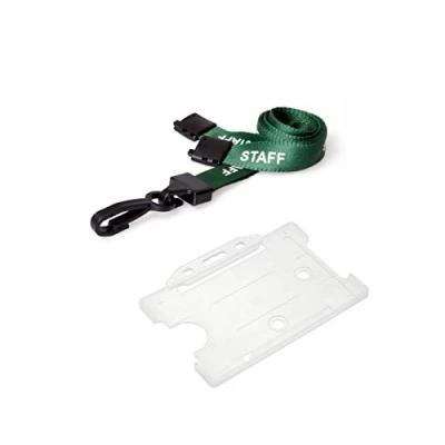Image of ID Card It Staff Neck Strap Lanyard &amp; Pass Badge Holder (Green x 2)