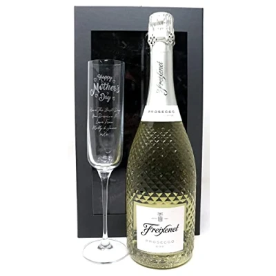 Image of Personalised Fusion Flute &amp; 75cl Freixenet Prosecco Mother&#039;s Day Design (Presentation Gift Box)