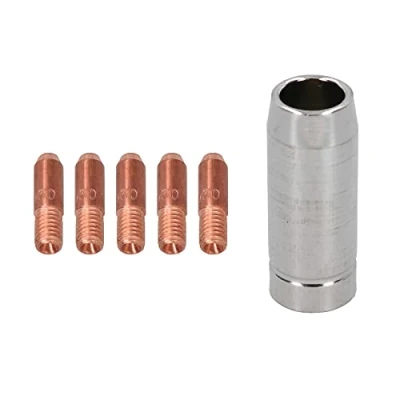 Image of 0.8mm Mini Contact Tips 5pk &amp; Shroud Hobby Welding Torch Welder MIG Gas