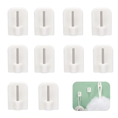 Image of CCLKHY 10Pcs Self Adhesive Hooks, Net Curtain Plastic Sticky Key Pendant Door Back Hook