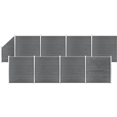 Image of vidaXL WPC Fence Set 8 Square + 1 Slanted 1484x186 cm Grey