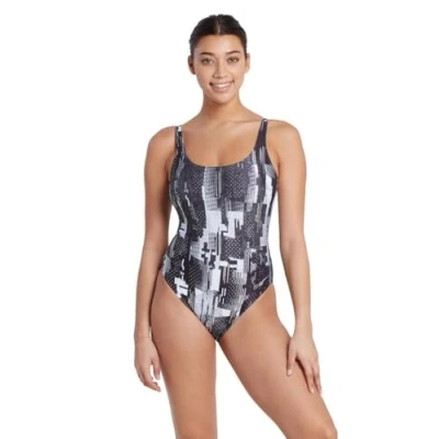 Image of Zoggs Shimmer Sleekback Swimsuit Size 38 Black
