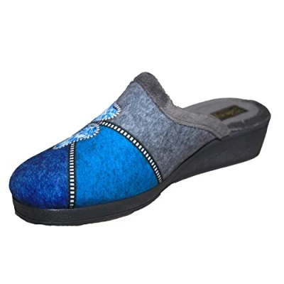 Image of Sleepers Womens/Ladies Kimberly Flower Trim Mule Slippers (5 UK) (Grey/Purple/Blue/Silver)
