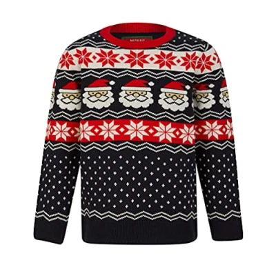 Image of Boys Santa Head Fairisle Novelty Christmas Jumper in Ink 4 5 Years